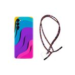 Kılıfland Tecno Camon 18 ile Uyumlu Rasta Desenli Ipli Boyun Askılı Silikon Kılıf, Renk Cümbüşü