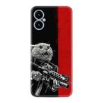 Kılıfland Tecno Hot 40i ile Uyumlu Silikon Kılıf, Çılgın Kedi Tasarımı, Siyah-Kırmızı