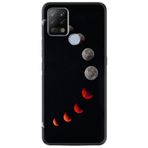 Kılıfland Tecno Pova ile Uyumlu Silikon Kılıf, Platinium Series, Ay Tutulması Desenli, Siyah