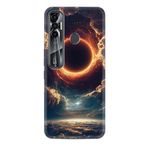 Kılıfland Tecno Spark 7 Pro ile Uyumlu Kılıf, Hayat Serisi, Güneş Tutulması Desenli, Silikon, Siyah