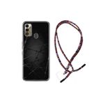 Kılıfland Tecno Spark 7T ile Uyumlu Rasta Desenli Silikon Kılıf, Boyun Askılı, Dikenli Tel, Siyah