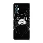 Kılıfland Tecno Spark 8 Pro ile Uyumlu Kılıf, Silikon, Platinium Series, Komik Kedi Desenli, Siyah