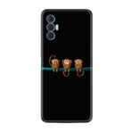 Kılıfland Tecno Spark 8 Pro ile Uyumlu Kılıf, Silikon, Platinium Series, Üç Maymun Desenli, Siyah