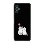 Kılıfland Tecno Spark 8 Pro ile Uyumlu Silikon Kılıf, Desen, Love Cats, Siyah