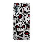 Kılıfland Tecno Spark 8 Pro ile Uyumlu Silikon Kılıf, Kızgın Kediler Deseni, Çok Renkli