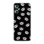 Kılıfland Tecno Spark 8 Pro ile Uyumlu Silikon Kılıf, Panda Suratları Deseni, Siyah