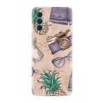 Kılıfland Tecno Spark 8 Pro ile Uyumlu Silikon Kılıf, Resimli Desenli Baskılı, Kamera Ananas Kelebek, Bej