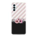 Kılıfland Tecno Spark 8 Pro ile Uyumlu Silikon Kılıf, Resimli Desenli Baskılı, Strip Pink Flowers