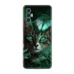 Kılıfland Tecno Spark 8 Pro ile Uyumlu Silikon Kılıf, Resimli Desenli Baskılı, Yeşil Gözlü Kedi
