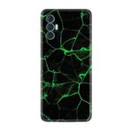 Kılıfland Tecno Spark 8 Pro ile Uyumlu Silikon Kılıf, Yeşil Şerit Mermer Desenli, Siyah