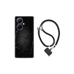 Kılıfland Vivo V29 Lite ile Uyumlu Kılıf, Boyun Askılı, Ipli, Dikenli Tel Desen, Siyah