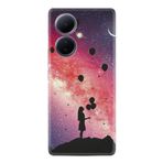 Kılıfland Vivo V29 Lite ile Uyumlu Kılıf, Resimli Desenli Baskılı Silikon, Çiçek Kız Balonu, Pembe