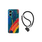 Kılıfland Vivo Y16 ile Uyumlu Kılıf, İpli Boyun Askılı, Silikon, Sulu Boya Desenli