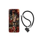 kilifland Vivo Y20 ile Uyumlu Kılıf Desenli Silikon Boyun Askılı Flowers Baby Tiger 1336