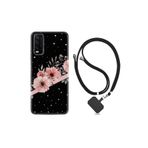 kilifland Vivo Y20 ile Uyumlu Kılıf Desenli Silikon Boyun Askılı Flowers Dots 1423
