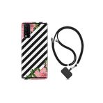 kilifland Vivo Y20 ile Uyumlu Kılıf Desenli Silikon Boyun Askılı Strip Flowers 2 1409