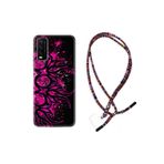Kılıfland Vivo Y20 ile Uyumlu Kılıf, Rasta İpli Boyun Askılı, Desenli Silikon, Purple Knife