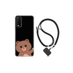 kilifland Vivo Y20 ile Uyumlu Kılıf Resimli Desenli Silikon Boyun Askılı Hello Bear 1905