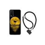 kilifland Vivo Y20 ile Uyumlu Kılıf Silikon Desen Boyun Askılı Ay Ve Flamingo 1775