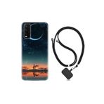 kilifland Vivo Y20 ile Uyumlu Kılıf Silikon Desen Boyun Askılı Ay Ve Kız 1720