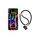 kilifland Vivo Y20 ile Uyumlu Kılıf Silikon Desen Boyun Askılı Butterfly Neon 1684