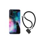 kilifland Vivo Y20 ile Uyumlu Kılıf Silikon Desen Boyun Askılı Window Cat 1787