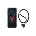 kilifland Vivo Y20 ile Uyumlu Kılıf Silikon Desen Boyun Askılı Wolf 1658
