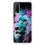 Kılıfland Vivo Y20 ile Uyumlu Silikon Kılıf, Desen, Exclusive Pink Blue Leon