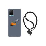 kilifland Vivo Y21s ile Uyumlu Kılıf Desenli Silikon Boyun Askılı Orange Escape 1374