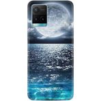 Kılıfland Vivo Y21S ile Uyumlu Kılıf, Resimli Desenli Baskılı Silikon, Great Moon, Mavi