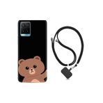 kilifland Vivo Y21s ile Uyumlu Kılıf Resimli Desenli Silikon Boyun Askılı Hello Bear 1905