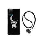 kilifland Vivo Y21s ile Uyumlu Kılıf Resimli Desenli Silikon Boyun Askılı Panda Moon 18mate10lite