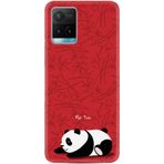 Kılıfland Vivo Y21s ile Uyumlu Kılıf, Resimli Desenli Silikon, Platinium Series, Sleeping Panda, Kırmızı