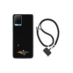 kilifland Vivo Y21s ile Uyumlu Kılıf Silikon Desen Boyun Askılı Ay Ve Kedi 1683