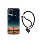 kilifland Vivo Y21s ile Uyumlu Kılıf Silikon Desen Boyun Askılı Ay Ve Kız 1720
