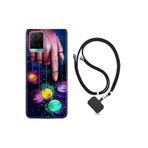 kilifland Vivo Y21s ile Uyumlu Kılıf Silikon Desen Boyun Askılı Finger Planet 1740