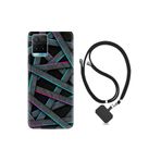 kilifland Vivo Y21s ile Uyumlu Kılıf Silikon Desen Boyun Askılı Gri Zigzag 1706