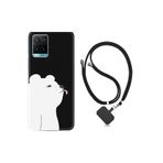 kilifland Vivo Y21s ile Uyumlu Kılıf Silikon Desen Boyun Askılı Panda Sevimli 1738
