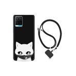 kilifland Vivo Y21s ile Uyumlu Kılıf Silikon Desen Boyun Askılı Pandemi Cat 1729
