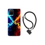kilifland Vivo Y21s ile Uyumlu Kılıf Silikon Desen Boyun Askılı Red Blue Leon 1714