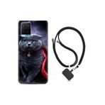 kilifland Vivo Y21s ile Uyumlu Kılıf Silikon Desen Boyun Askılı Super Cat 1666