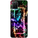 Kılıfland Vivo Y21s ile Uyumlu Silikon Kılıf, Butterfly Neon Desen, Renkli