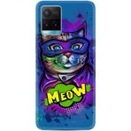 Kılıfland Vivo Y21s ile Uyumlu Silikon Kılıf, Desen Özel Seri Super Meow, Mavi