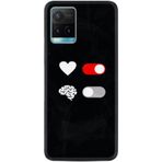 Kılıfland Vivo Y21s ile Uyumlu Silikon Kılıf, Love Brain Deseni, Siyah