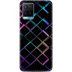 Kılıfland Vivo Y21s ile Uyumlu Silikon Kılıf, Neon Geometrik Desen, Siyah