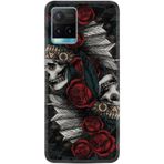 Kılıfland Vivo Y21s ile Uyumlu Silikon Kılıf, Skull Rose Desen