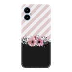 Kılıfland X5 ile Uyumlu Telefon Kılıfı, Silikon, Çiçek Desenli, Pembe-Siyah