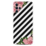 Kılıfland X700 Telefon Kılıfı, Silikon, Çiçek Desenli, Siyah Beyaz Çizgili, Pembe Çiçek