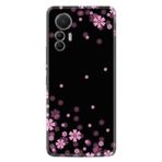 Kılıfland Xiaomi 12 Lite Kılıf, Silikon, Çiçek Desenli, Siyah