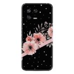 Kılıfland Xiaomi 13 ile Uyumlu Kılıf, Silikon, Desenli Baskılı, Siyah Şerit Mermer, Çiçek Motifli